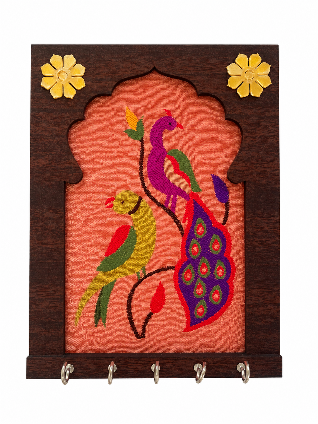 Paithani Peacock & Parrot Motif keyholder