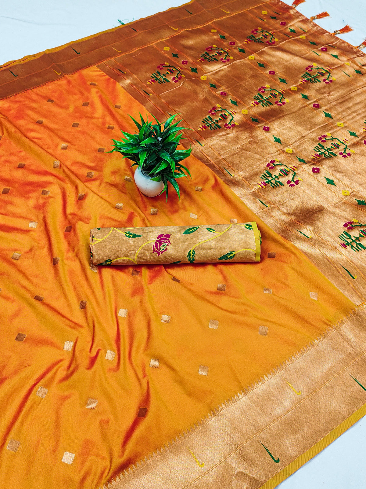 Soft Silk Paithani with double Muniya Border