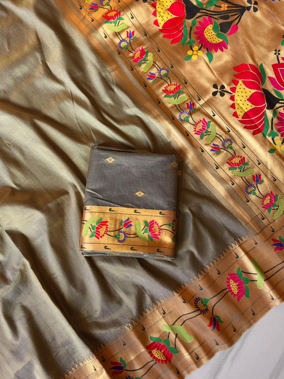 Bamboo Tissue Silk with Lotus Border