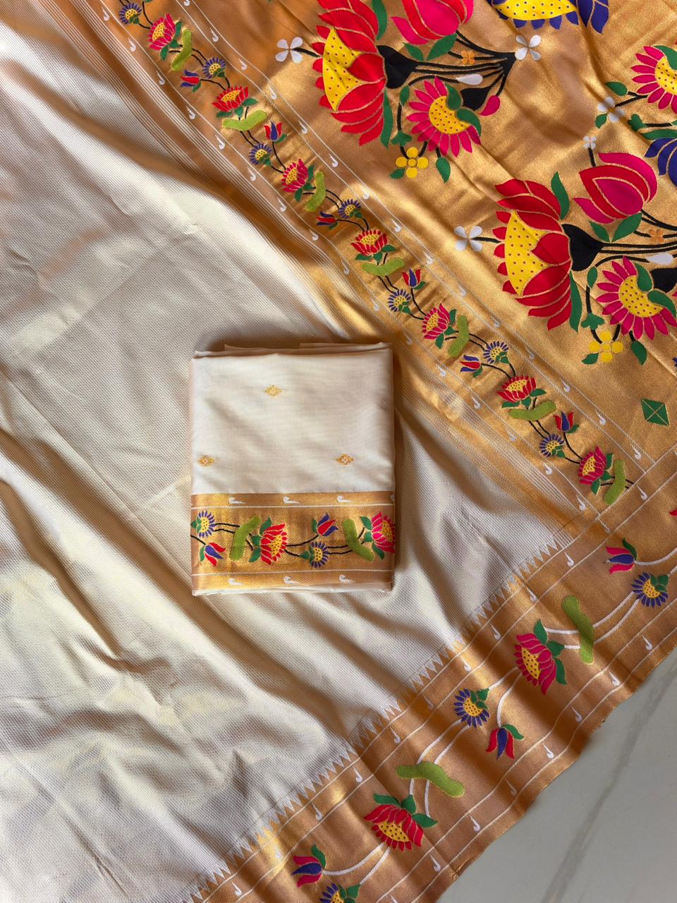 Bamboo Tissue Silk with Lotus Border