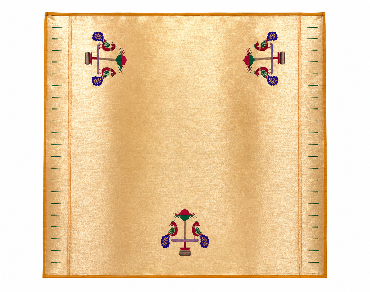 Twin Peacock Motif Blouse Piece with Muniya border