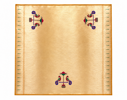 Twin Peacock Motif Blouse Piece with Muniya border