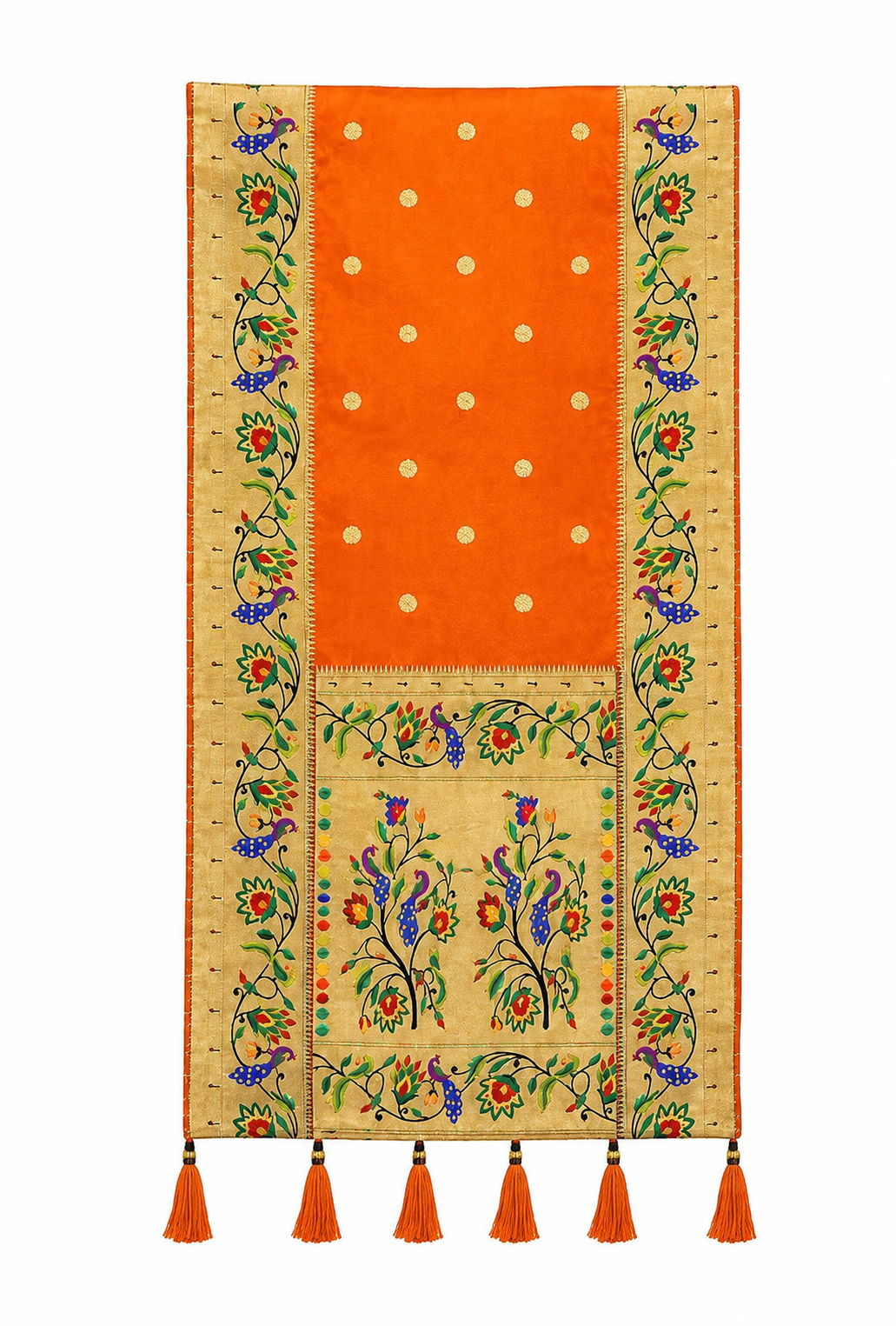 Plain Silk Dupatta with Peacock Border