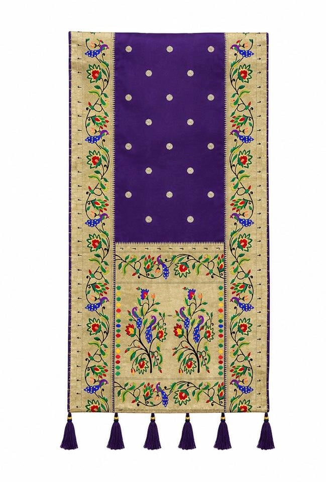 Plain Silk Dupatta with Peacock Border