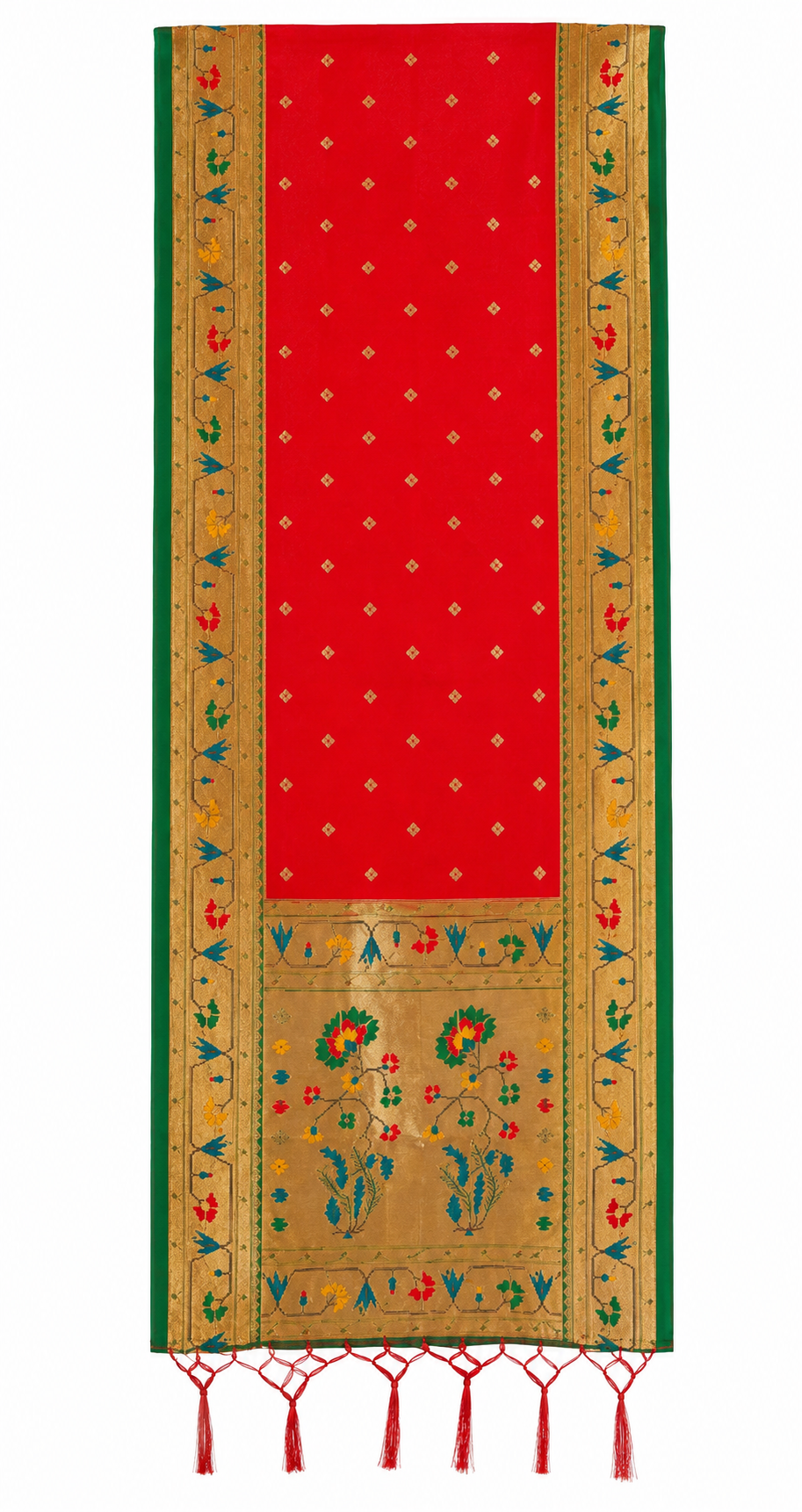 Plain Silk Dupatta with Floral Border