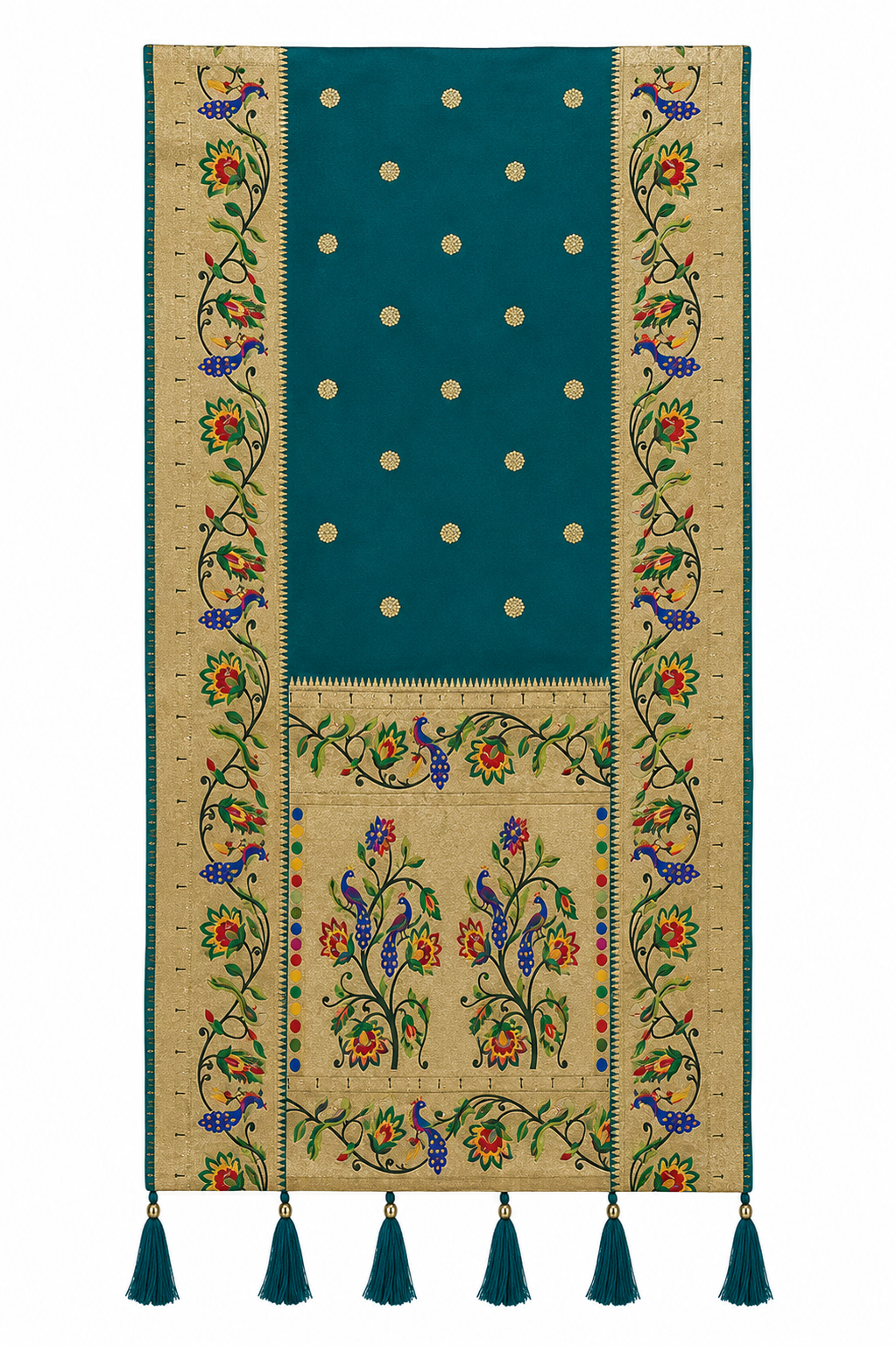 Plain Silk Dupatta with Peacock Border