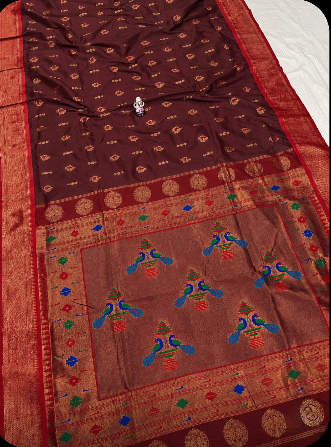 Premium Soft Silk Paithani with peacock Meena Butti