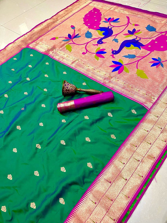 Kanchivaram Paithani with triple Muniya border