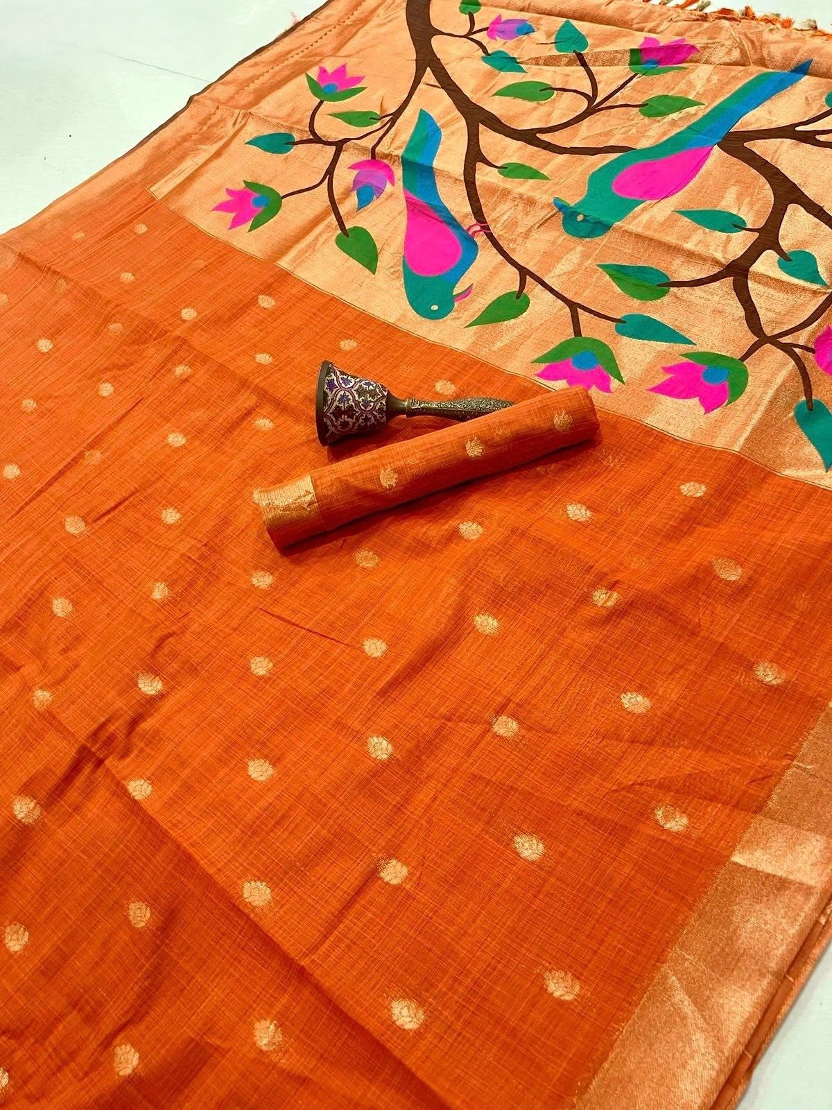 Muga cotton with Zari Weaving