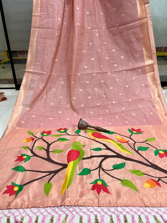 Muga cotton with Zari Weaving