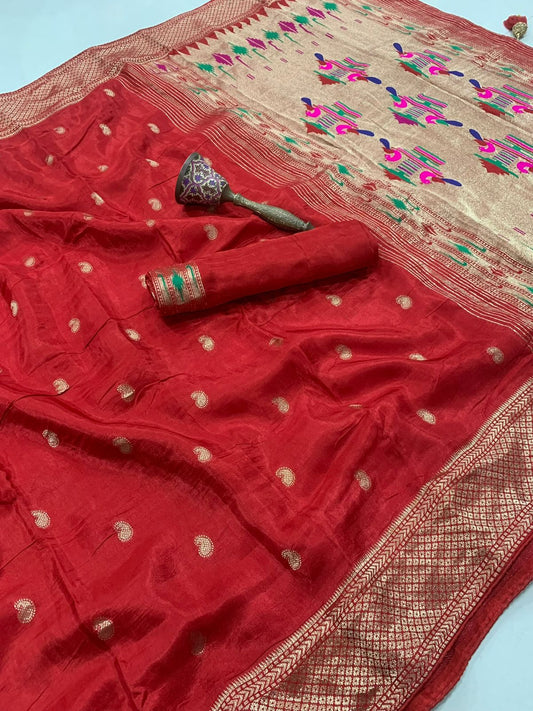 Viscous Gajji Silk Saree with Zari Border
